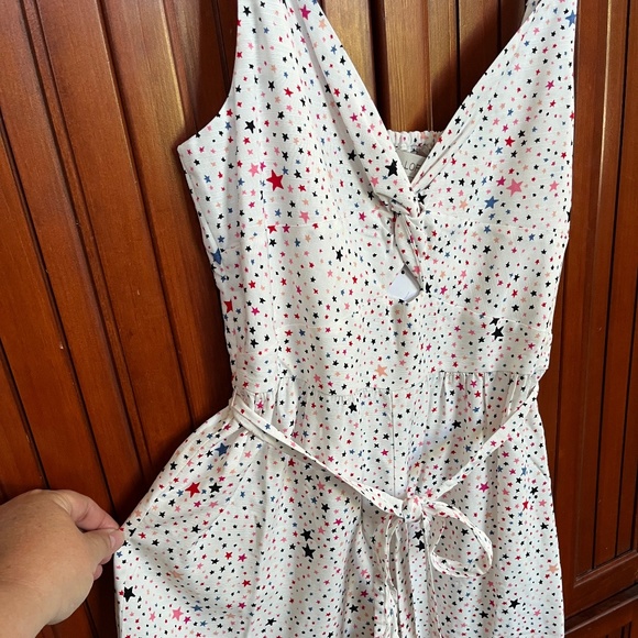 NWT LOFT White Multicolor Stars Twist Open Front Shorts Romper Size 4 - Picture 4 of 12